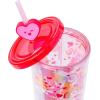 Silver Buffalo Sanrio Hello Kitty And Friends Featuring Kuromi and Little Twin Stars Plastic Cold Cup with Lid and Topper Straw, 24 ounces(Care Bears Love Rainbow Hearts)