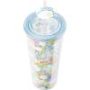 Silver Buffalo Sanrio Hello Kitty And Friends Featuring Kuromi and Little Twin Stars Plastic Cold Cup with Lid and Topper Straw, 24 ounces(Care Bears Rainbow Watercolor)