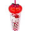 Silver Buffalo Sanrio Hello Kitty And Friends Featuring Kuromi and Little Twin Stars Plastic Cold Cup with Lid and Topper Straw, 24 ounces(Hello Kitty Bows and Red Polka Dots)