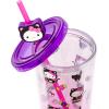 Silver Buffalo Sanrio Hello Kitty And Friends Featuring Kuromi and Little Twin Stars Plastic Cold Cup with Lid and Topper Straw, 24 ounces(Hello Kitty Black Cat Halloween)