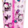 Silver Buffalo Sanrio Hello Kitty And Friends Featuring Kuromi and Little Twin Stars Plastic Cold Cup with Lid and Topper Straw, 24 ounces(Hello Kitty Black Cat Halloween)