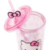 Silver Buffalo Sanrio Hello Kitty And Friends Featuring Kuromi and Little Twin Stars Plastic Cold Cup with Lid and Topper Straw, 24 ounces(Hello Kitty Bow and Pink Polka Dots)