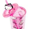 Silver Buffalo Sanrio Hello Kitty And Friends Featuring Kuromi and Little Twin Stars Plastic Cold Cup with Lid and Topper Straw, 24 ounces(Hello Kitty and Bows)