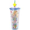 Silver Buffalo Sanrio Hello Kitty And Friends Featuring Kuromi and Little Twin Stars Plastic Cold Cup with Lid and Topper Straw, 24 ounces(Rainbow Brite Waving)