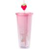 Silver Buffalo Sanrio Hello Kitty And Friends Featuring Kuromi and Little Twin Stars Plastic Cold Cup with Lid and Topper Straw, 24 ounces(Strawberry Shortcake Pink Polka Dot)