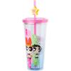 Silver Buffalo Sanrio Hello Kitty And Friends Featuring Kuromi and Little Twin Stars Plastic Cold Cup with Lid and Topper Straw, 24 ounces(The Powerpuff Girls New)
