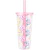 Silver Buffalo Sanrio Hello Kitty Milk Carton Pattern Plastic Boba Tumbler w Lid and Wide Straw, 24 Ounces(24 Ounces)