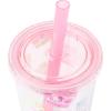 Silver Buffalo Sanrio Hello Kitty Milk Carton Pattern Plastic Boba Tumbler w Lid and Wide Straw, 24 Ounces(24 Ounces)