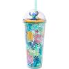 Silver Buffalo Disney Lilo and Stitch Aloha Tropical Leaves Pattern Dome Glitter Top Travel Tumbler, 24 Ounces(Lilo and Stitch)