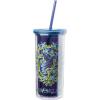 Silver Buffalo Harry Potter Ravenclaw Floral Crest Plastic Tall Cold Cup with Lid and Straw, 20 Ounces