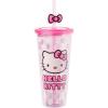 Silver Buffalo Sanrio Hello Kitty And Friends Featuring Kuromi and Little Twin Stars Plastic Cold Cup with Lid and Topper Straw, 24 ounces(Hello Kitty Bow and Pink Polka Dots)