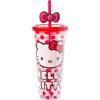Silver Buffalo Sanrio Hello Kitty And Friends Featuring Kuromi and Little Twin Stars Plastic Cold Cup with Lid and Topper Straw, 24 ounces(Hello Kitty Bows and Red Polka Dots)