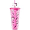 Silver Buffalo Sanrio Hello Kitty And Friends Featuring Kuromi and Little Twin Stars Plastic Cold Cup with Lid and Topper Straw, 24 ounces(Hello Kitty and Bows)