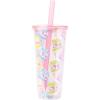 Silver Buffalo Sanrio Hello Kitty Milk Carton Pattern Plastic Boba Tumbler w Lid and Wide Straw, 24 Ounces(24oz (Pack of 12))