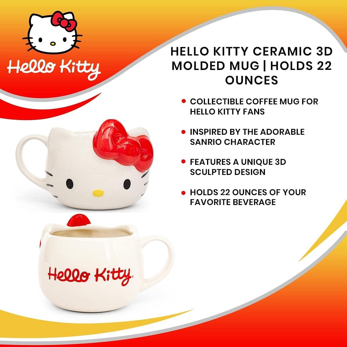 imageSilver Buffalo Hello Kitty Face Ceramic 3D Sculpted Mug 22Ounces