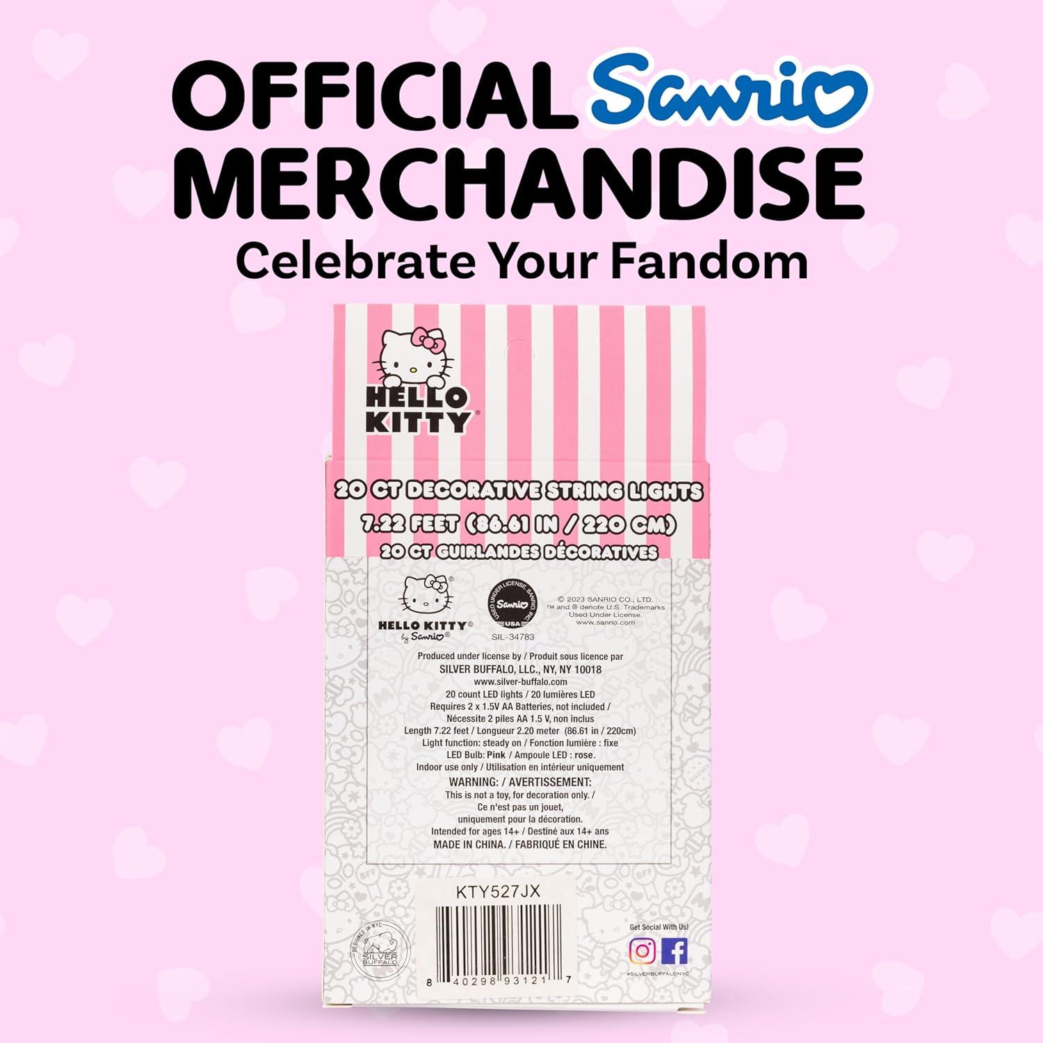 imageSilver Buffalo Hello Kitty Face with Pink Bow 20ct Decorative String Lights 7 Feet Long Battery Powered Batteries Not Included Pink LED Indoor Use OnlyHello Kitty LED Neon Light