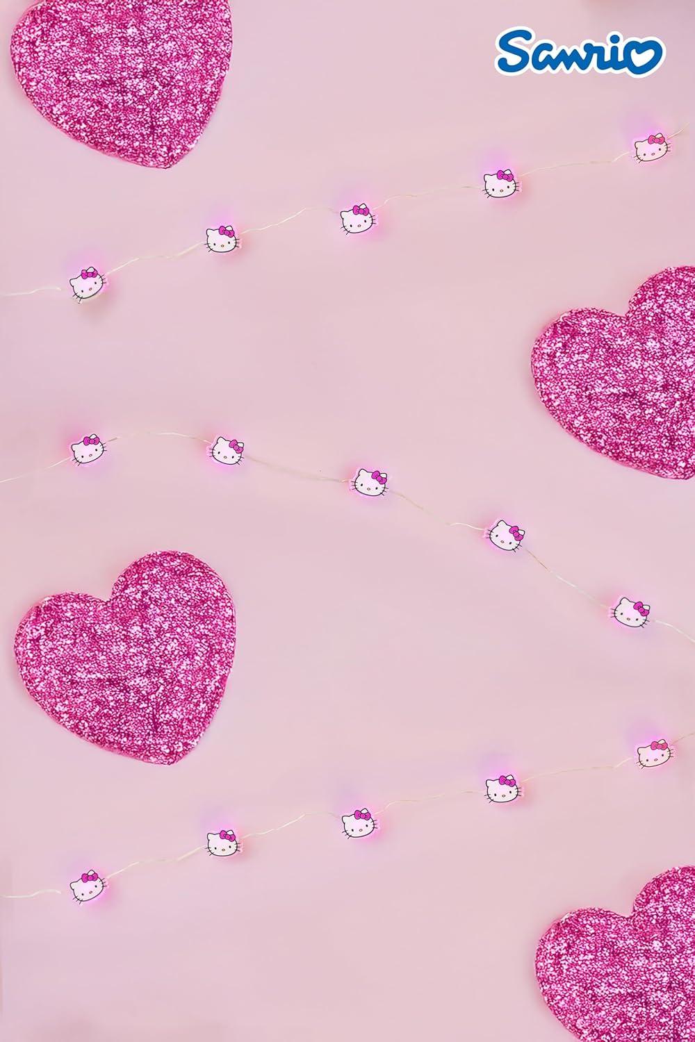 imageSilver Buffalo Hello Kitty Face with Pink Bow 20ct Decorative String Lights 7 Feet Long Battery Powered Batteries Not Included Pink LED Indoor Use OnlyHello Kitty LED Neon Light