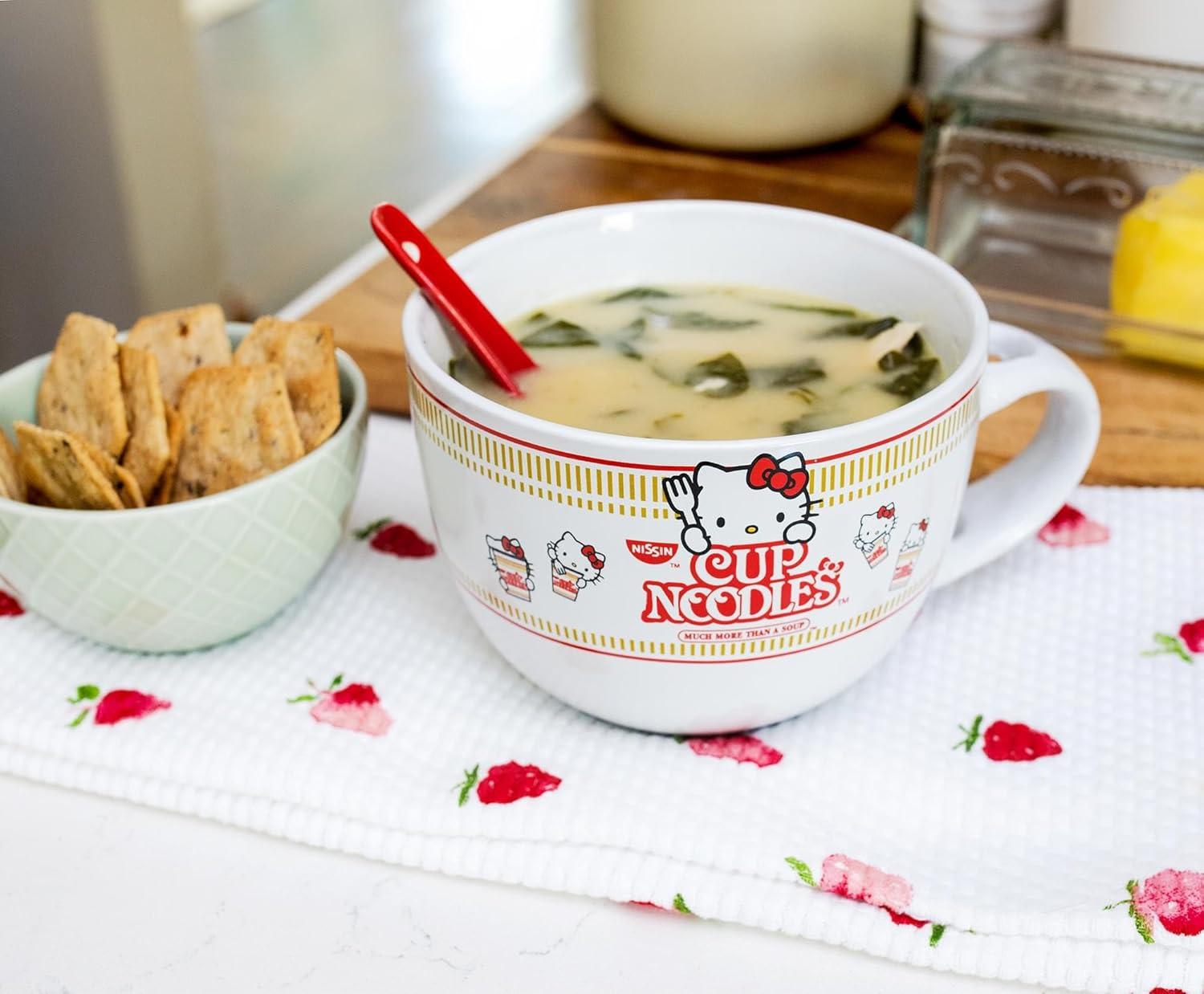 imageSilver Buffalo Hello Kitty Original More Than Soup Boxed Ceramic Soup Mug with Spoon 24 Ounces