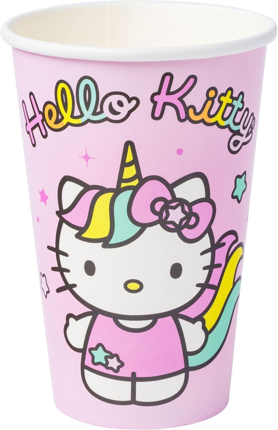 imageSilver Buffalo Hello Kitty Unicorn Rainbow Toss Paper Plates Cups Napkins Party Pack Set 60 Piece
