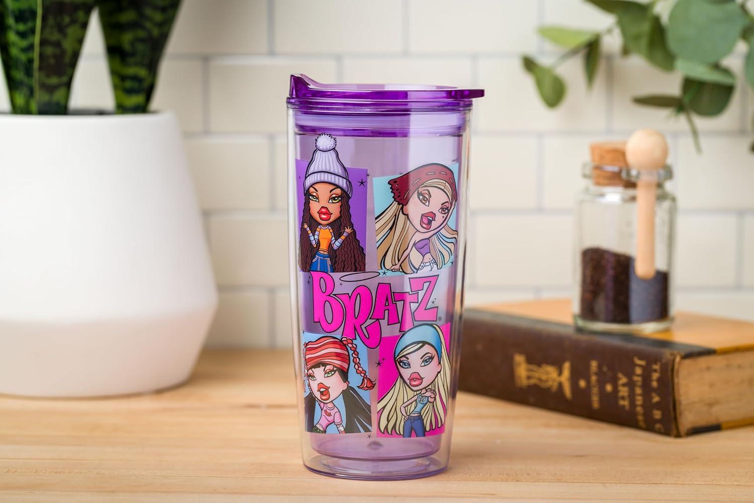 imageSilver Buffalo Sanrio Hello Kitty Strawberry Double Wall Travel Tumbler with Slide Close Lid 20 OuncesBratz 20 Ounces