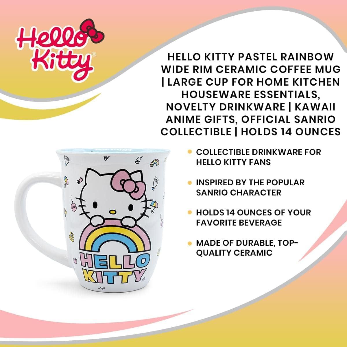 imageSilver Buffalo Sanrio Hello Kitty Wide Rim Ceramic Coffee Mug 16 Ounce