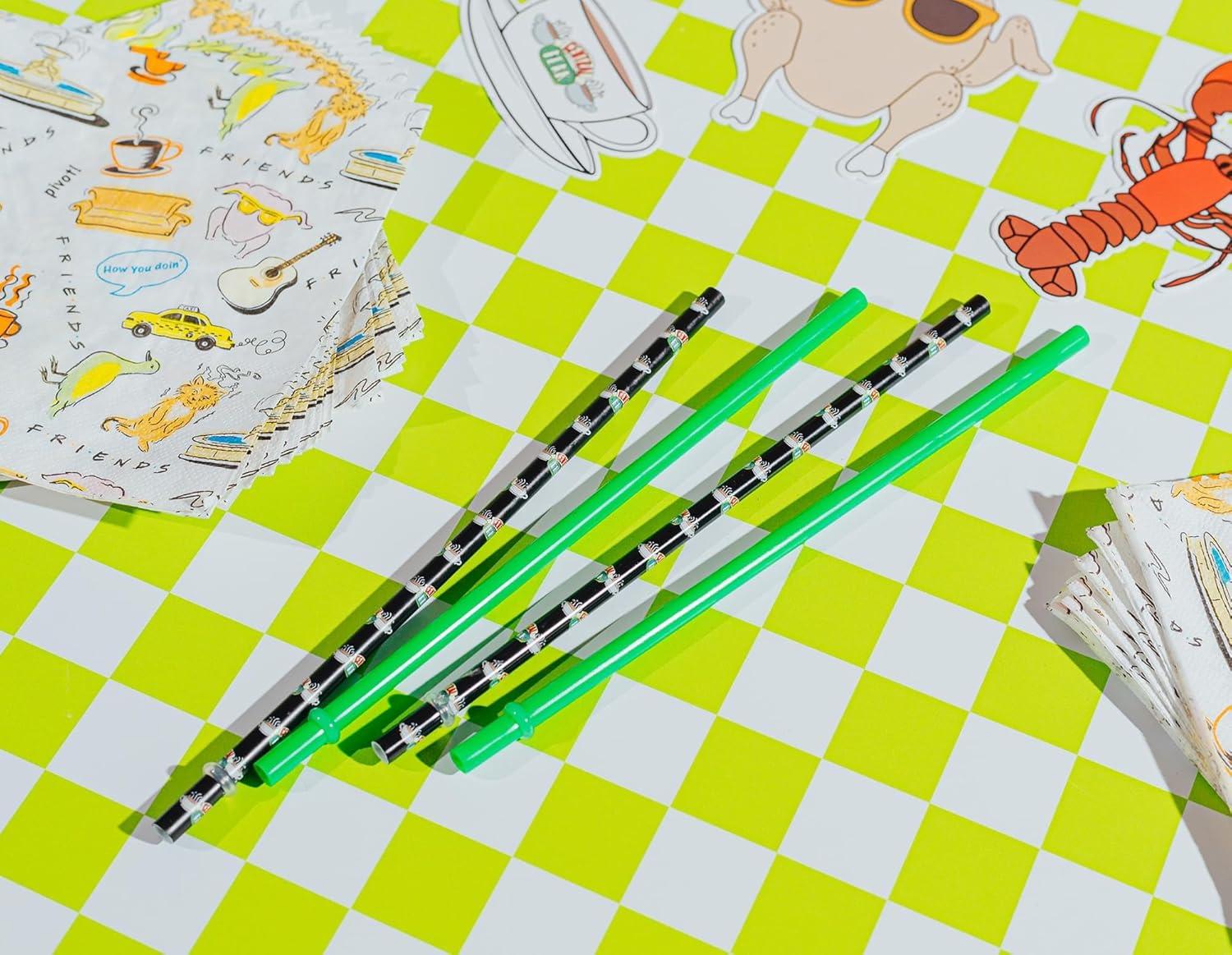 imageSilver Buffalo Sanrios Hello Kitty Kawaii Treats 4pc Reusable Plastic Straw Set10x15x25 PinkGreen