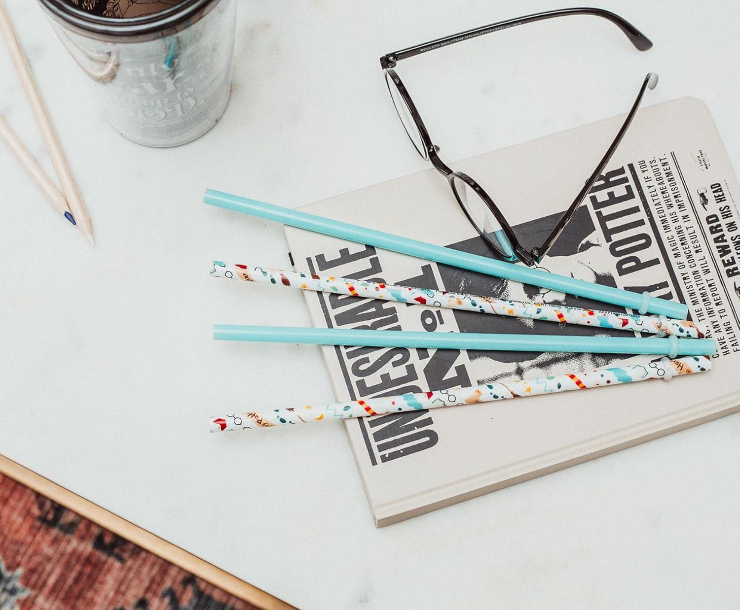 imageSilver Buffalo Sanrios Hello Kitty Kawaii Treats 4pc Reusable Plastic Straw Set10x15x25 PinkSky Blue