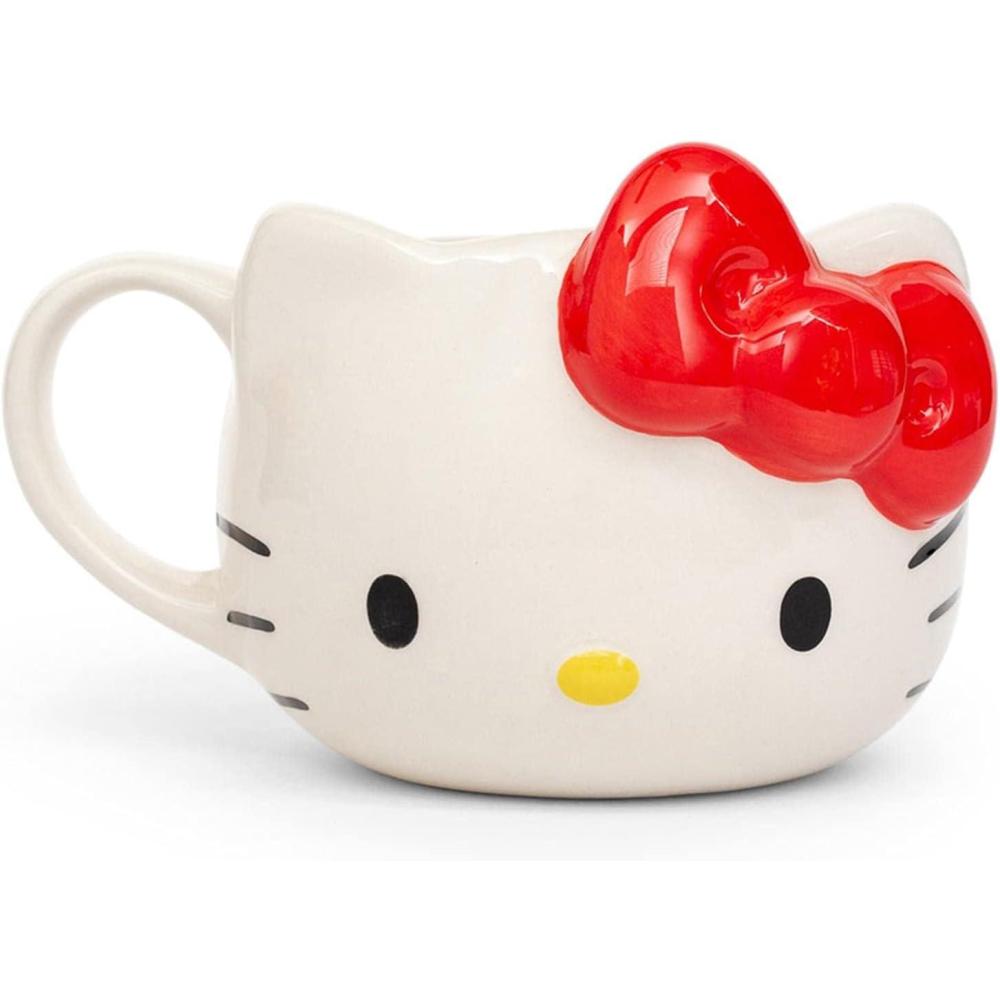 imageSilver Buffalo Hello Kitty Face Ceramic 3D Sculpted Mug 22Ounces