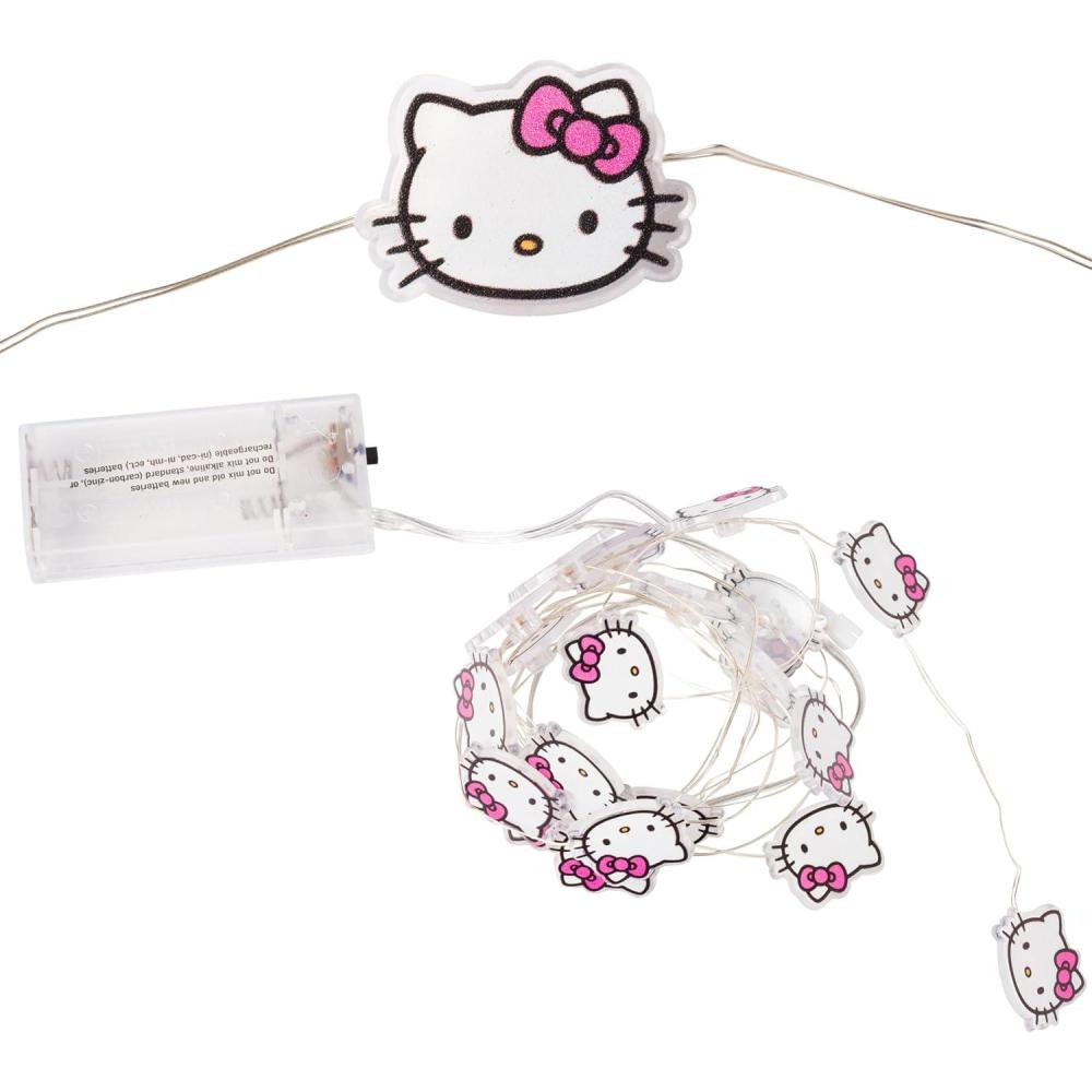 imageSilver Buffalo Hello Kitty Face with Pink Bow 20ct Decorative String Lights 7 Feet Long Battery Powered Batteries Not Included Pink LED Indoor Use OnlyHello Kitty LED Neon Light