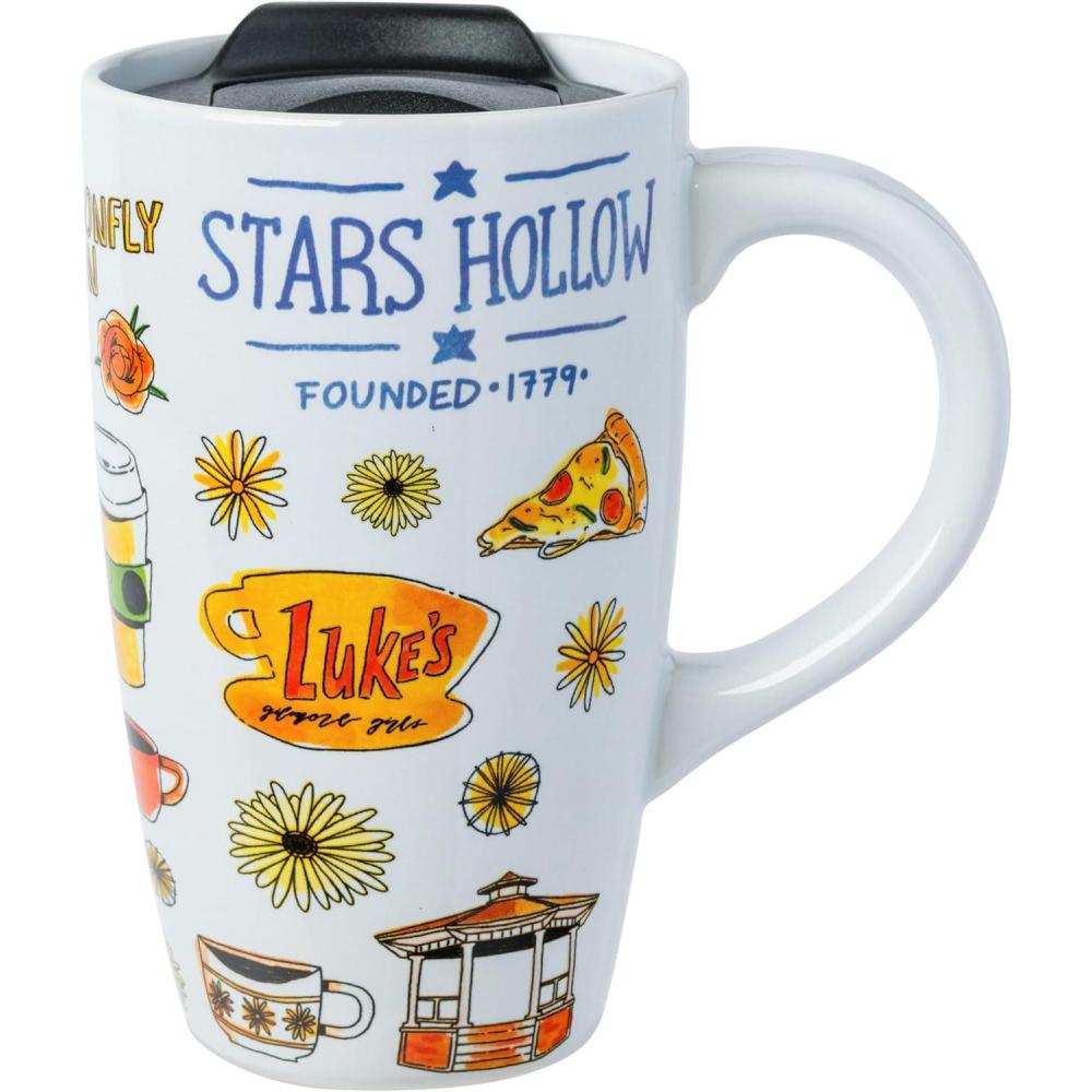 imageSilver Buffalo Sanrio Hello Kitty Strawberry Double Wall Travel Tumbler with Slide Close Lid 20 OuncesGilmore Girls 16 Ounces