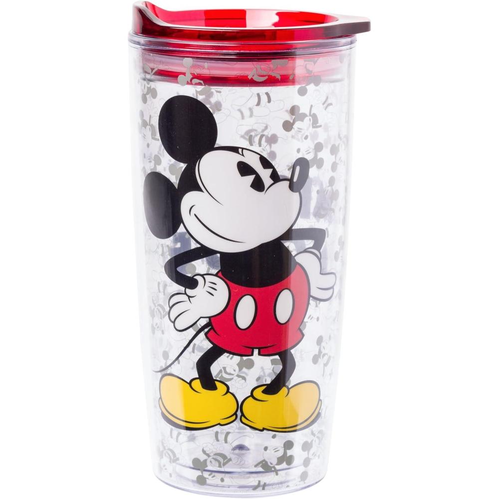 imageSilver Buffalo Sanrio Hello Kitty Strawberry Double Wall Travel Tumbler with Slide Close Lid 20 OuncesVintage Mickey Mouse 20 Ounces