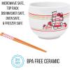Silver Buffalo Hello Kitty Nissin Ceramic Ramen Bowl with Chopsticks, 20 Ounces