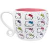 Silver Buffalo Sanrio Hello Kitty Faces and Bows Pattern Round Body Loop Handle Ceramic Mug, 15.9 Ounces