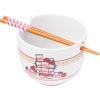 Silver Buffalo Hello Kitty Nissin Ceramic Ramen Bowl with Chopsticks, 20 Ounces