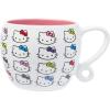 Silver Buffalo Sanrio Hello Kitty Faces and Bows Pattern Round Body Loop Handle Ceramic Mug, 15.9 Ounces