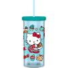 Silver Buffalo Sanrio Hello Kitty Holiday Plastic Tall Cold Cup with Lid and Straw, 20 Ounces