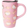 Silver Buffalo Sanrio Hello Kitty Strawberry Double Wall Travel Tumbler with Slide Close Lid, 20 Ounces(Hello Kitty Gold and Pink Bows (16 Ounces))