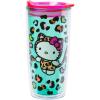 Silver Buffalo Sanrio Hello Kitty Strawberry Double Wall Travel Tumbler with Slide Close Lid, 20 Ounces(Hello Kitty Jungle Leopard Print (20 Ounces))