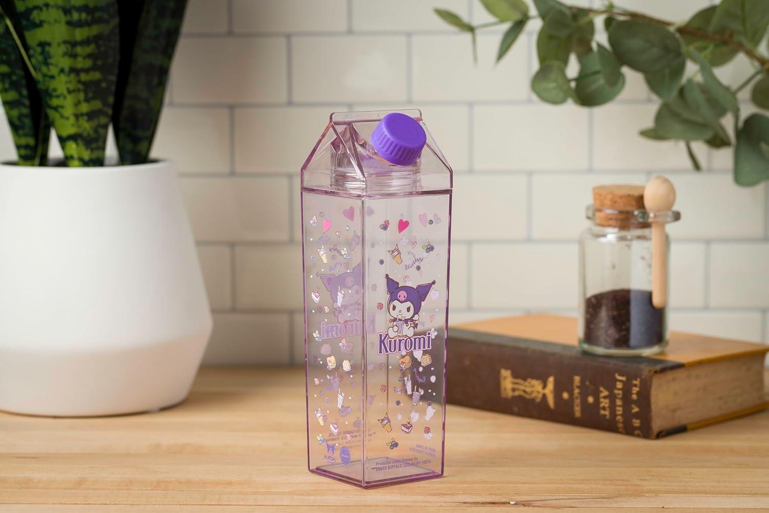 imageSilver Buffalo Sanrio Hello Kitty and Friends Featuring Kuromi and Raspberries Plastic Purple Milk Carton Pitcher Bottle 162 OuncesKuromi Raspberry