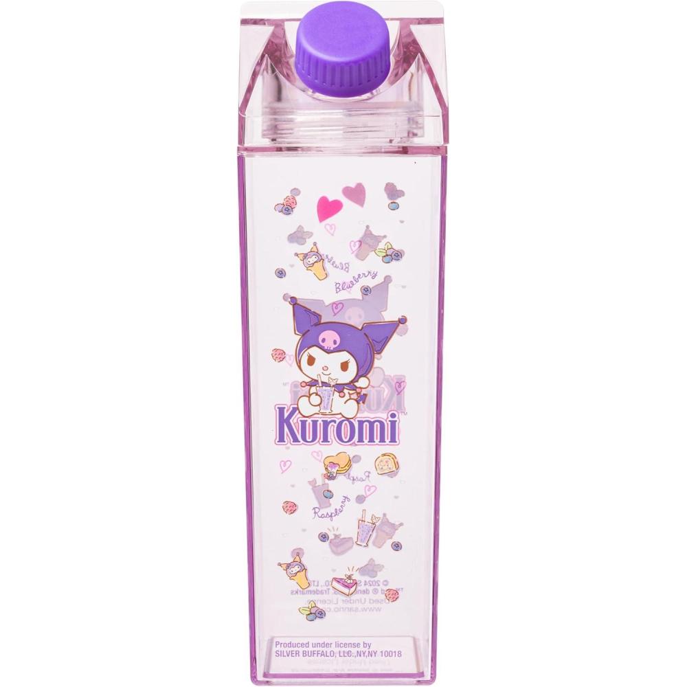 imageSilver Buffalo Sanrio Hello Kitty and Friends Featuring Kuromi and Raspberries Plastic Purple Milk Carton Pitcher Bottle 162 OuncesKuromi Raspberry
