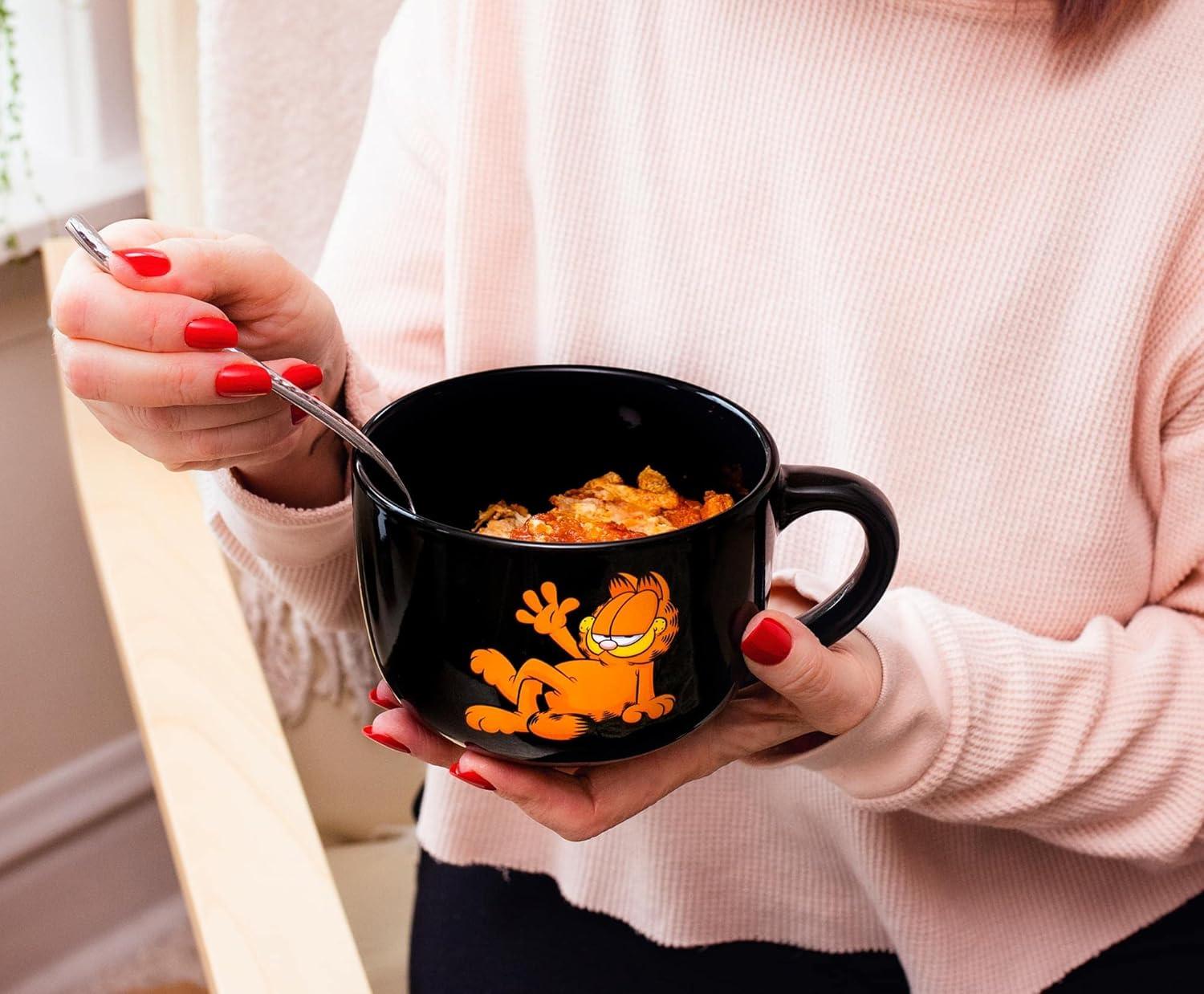 imageSilver Buffalo Lilo and Stitch Aloha Multi Face Ceramic Soup Mug with Vented Plastic Lid 24 Ounces 1 Count Pack of 1Black