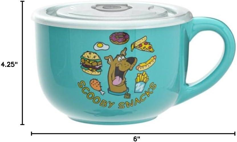imageSilver Buffalo Lilo and Stitch Aloha Multi Face Ceramic Soup Mug with Vented Plastic Lid 24 Ounces 1 Count Pack of 1Green