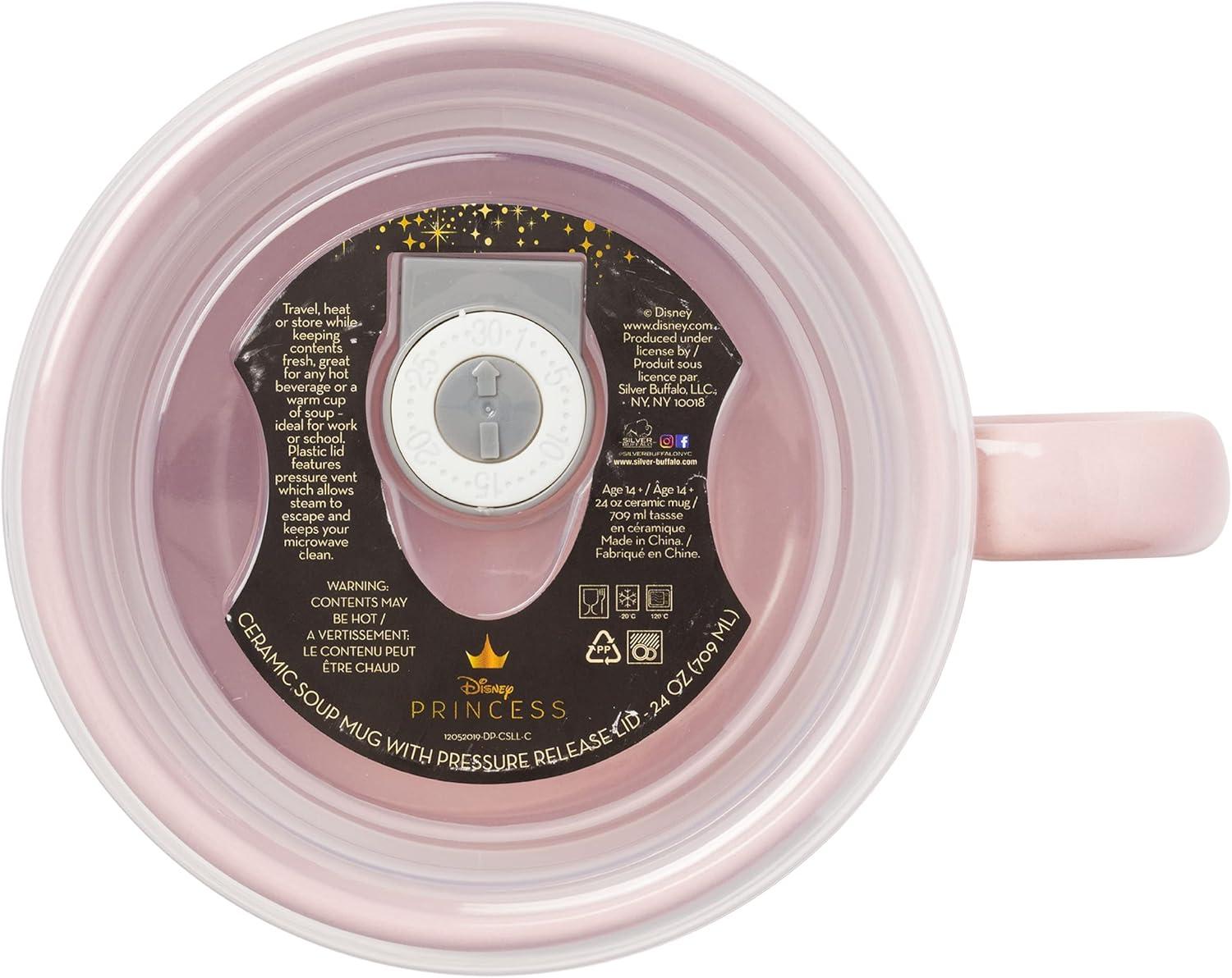 imageSilver Buffalo Lilo and Stitch Aloha Multi Face Ceramic Soup Mug with Vented Plastic Lid 24 Ounces 1 Count Pack of 1Little Mermaid Aspiring Mermaid