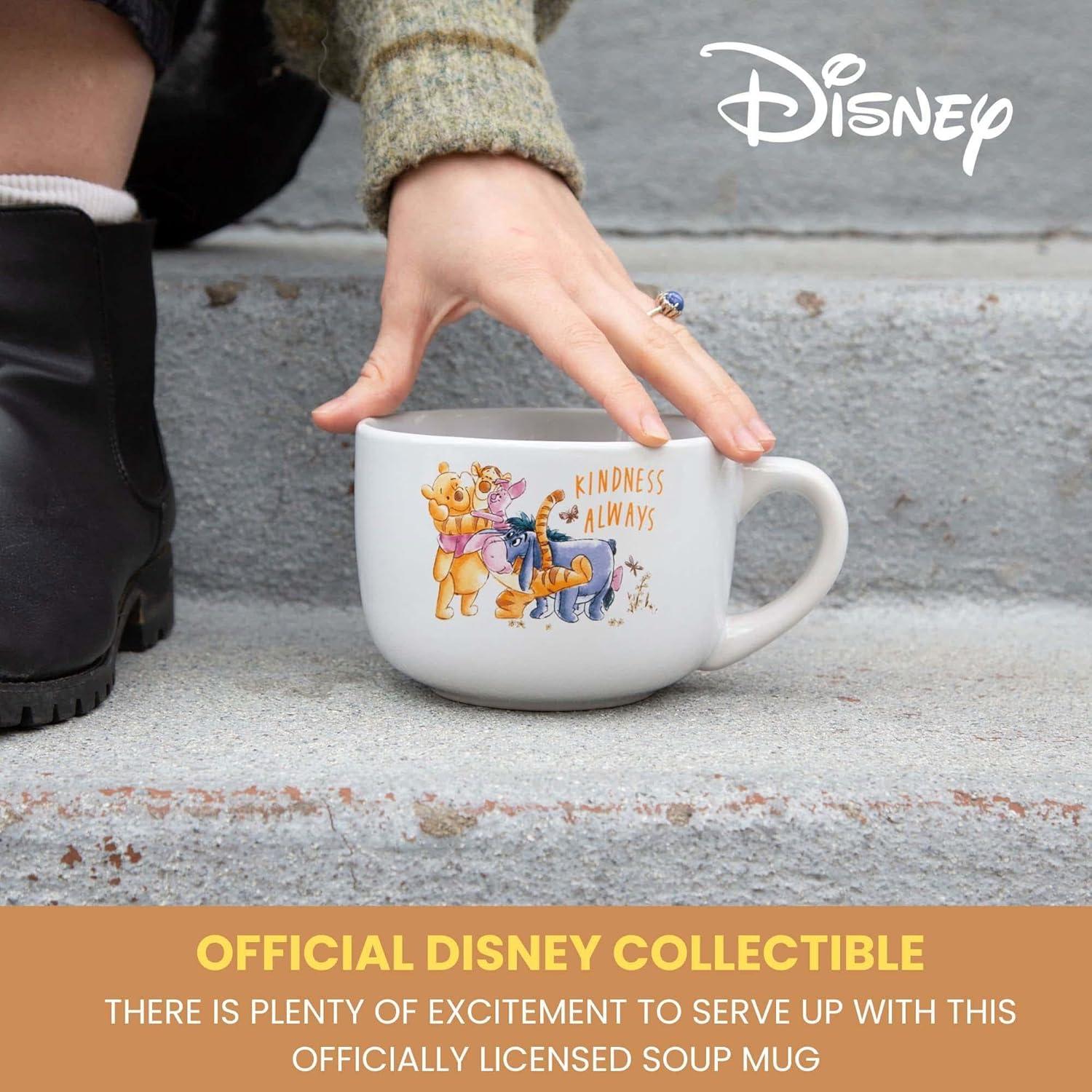 imageSilver Buffalo Lilo and Stitch Aloha Multi Face Ceramic Soup Mug with Vented Plastic Lid 24 Ounces 1 Count Pack of 1Winnie the Pooh Kindness Always