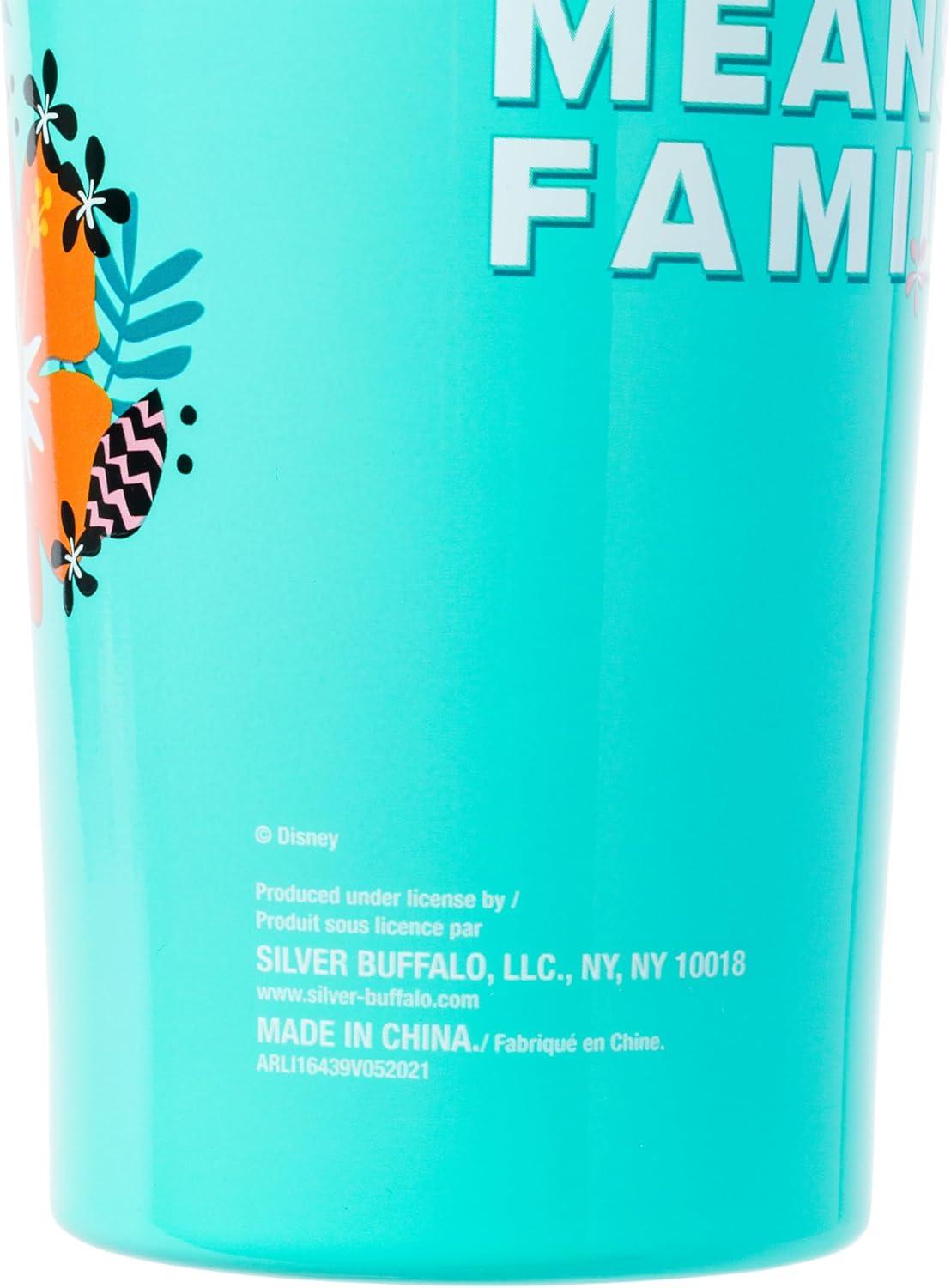 imageSilver Buffalo Lilo and Stitch Ohana Means Family Pineapple 22oz Double Walled Stainless Steel Tumbler w Straw