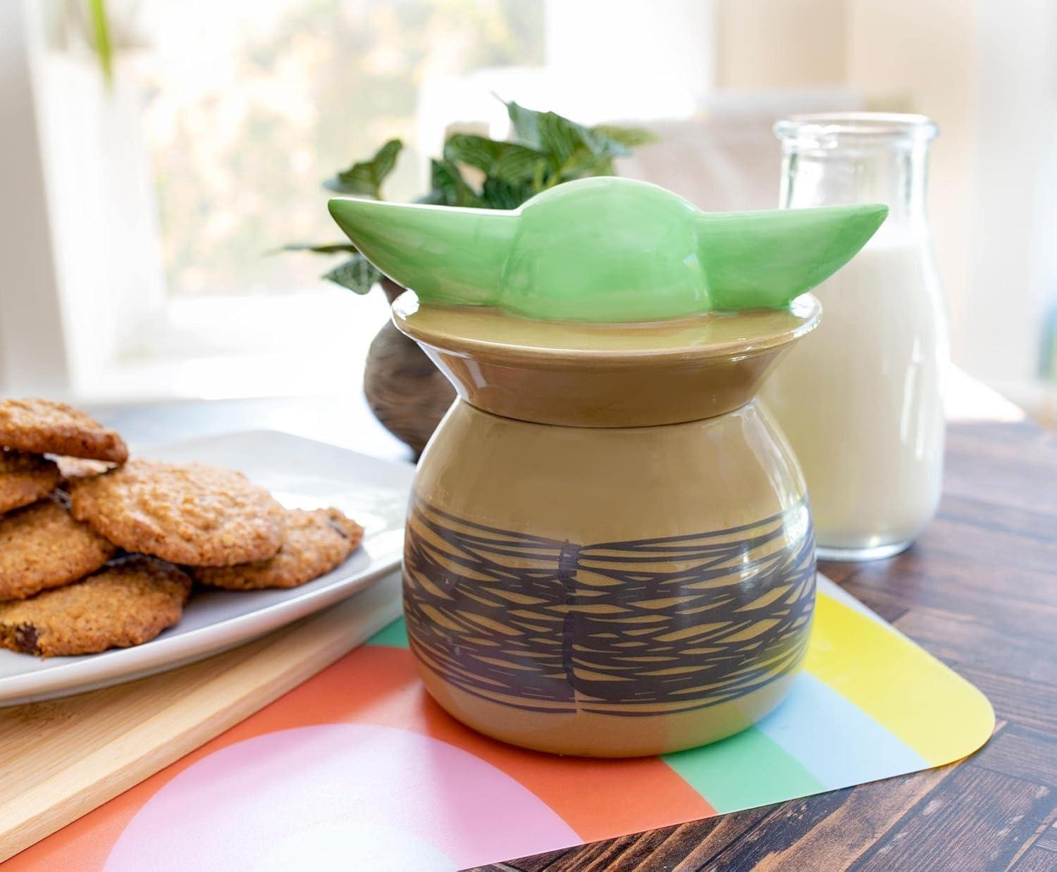 imageSilver Buffalo Star Wars The Mandalorian The Child Grogu Baby Yoda Hiding and Peeking Sculpted 3D Hand Painted Ceramic Snack Jar Small