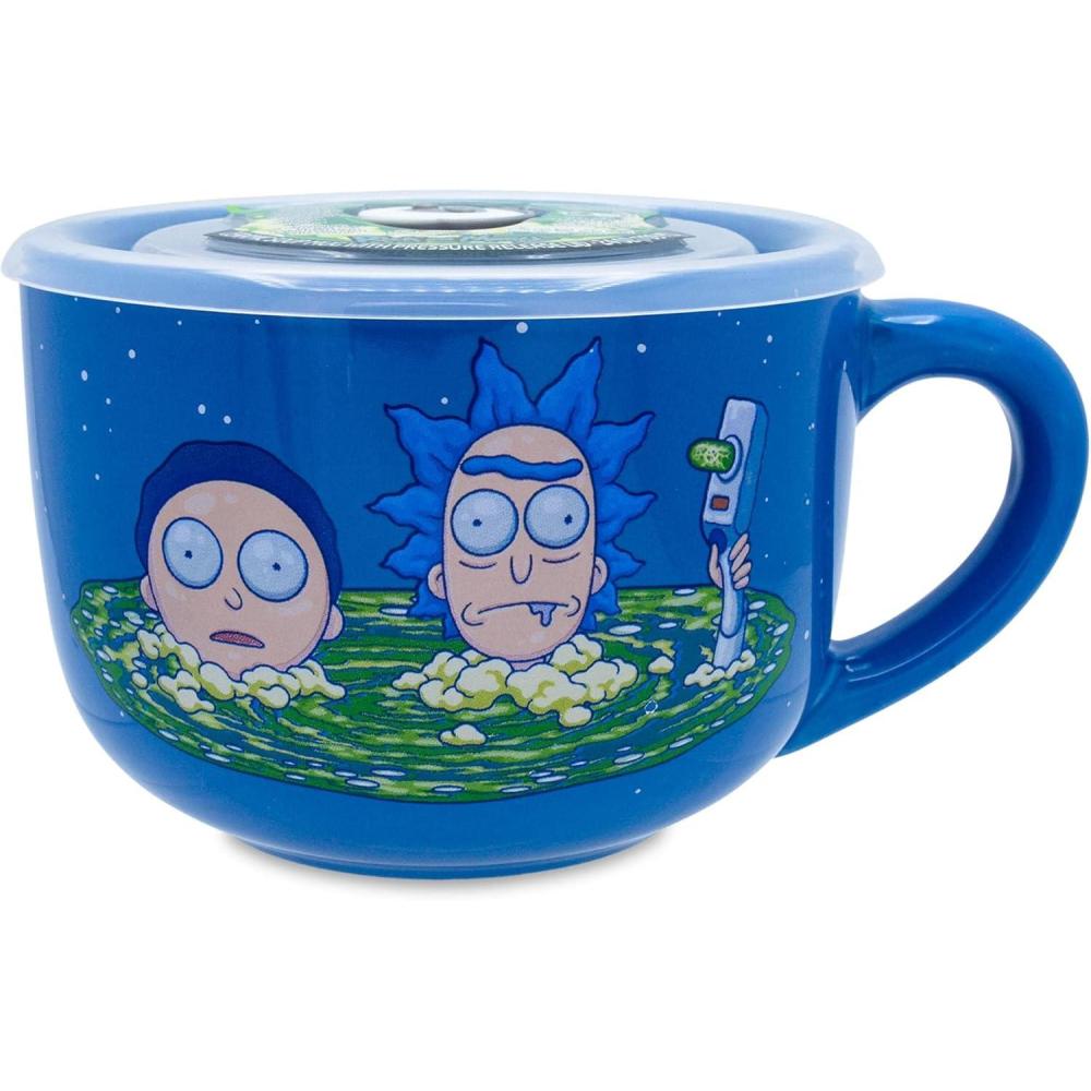 imageSilver Buffalo Lilo and Stitch Aloha Multi Face Ceramic Soup Mug with Vented Plastic Lid 24 Ounces 1 Count Pack of 1Blue