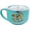 Silver Buffalo Lilo and Stitch Aloha Multi Face Ceramic Soup Mug with Vented Plastic Lid, 24 Ounces, 1 Count (Pack of 1)(Green)
