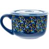 Silver Buffalo Lilo and Stitch Aloha Multi Face Ceramic Soup Mug with Vented Plastic Lid, 24 Ounces, 1 Count (Pack of 1)(Lilo and Stitch: Eating Pineapple)