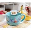 Silver Buffalo Lilo and Stitch Aloha Multi Face Ceramic Soup Mug with Vented Plastic Lid, 24 Ounces, 1 Count (Pack of 1)(Lilo and Stitch: Various Faces of Stitch)